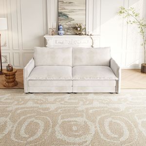 Divano a Due Posti in Tessuto Corduroy, Imbottito, Grande Dimensione con Seduta Profonda e 2 Cuscini per Soggiorno - Product Image 5