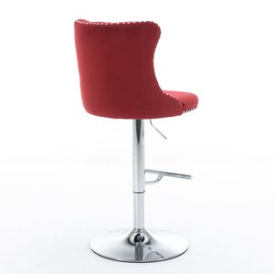 <b>Adjustable</b> Seat Height 25-33 Inch Swivel Velvet Barstools with Comfortable Tufted Backs Chrome Base Home <b>Bar</b> <b>Stools</b> - Product Image 5