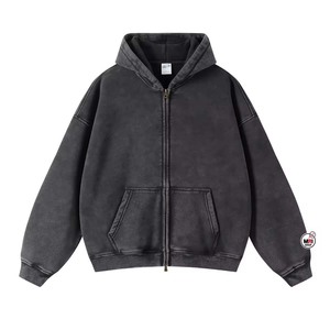 Sudadera con capucha estampada Emotion para hombre, estilo urbano oversize, con cremallera, venta al por mayor, patrón en blanco y negro, tejido de poliéster, estilo otoñal - Product Image 6