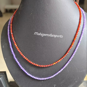 Cuentas de circonita de 2.50 MM en forma redonda, color lavanda púrpura y granate rojo, personalizadas. - Product Image 1