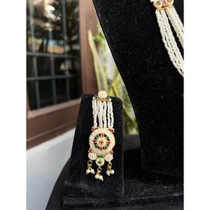 Copper Alloy Rani Haar <b>Set</b> Red And Green For Women Bridal Wedding Jewelry Indian Ethnic Export - Product Image 2