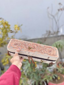 Estuche de piel genuina de diseño único, hecho a mano y resistente al calor para plancha de pelo, organizador perfecto para herramientas de peluquería. - Product Image 2