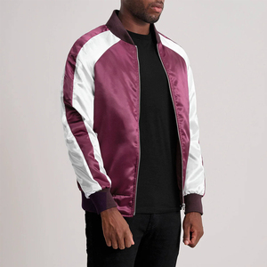 Blouson bomber en satin pour homme entièrement personnalisable avec fermeture éclair, imperméable, coupe-vent, streetwear décontracté - Product Image 3