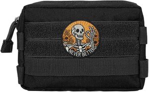 Patch brodé circulaire écologique avec motif de fleurs squelettiques, fermeture auto-agrippante en PVC pour vêtements - Product Image 2