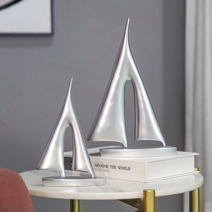 Estatua Decorativa de Velero Plateado para Decoración del Hogar, Escultura Náutica Moderna para Escritorio de Oficina, Estante y Sala de Estar - Product Image 6