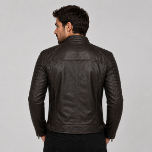 Veste de motard en cuir véritable de qualité supérieure, marron vintage 2025, 100% cuir de vache, coupe slim, pour homme, taille XL, légère, pour l'hiver - Product Image 2