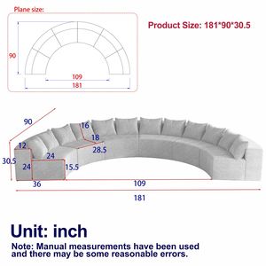 Divano Componibile Curvo Simmetrico in Velluto a Coste con 12 Cuscini, Arredamento Semicircolare per Camera da Letto e Soggiorno - Product Image 6