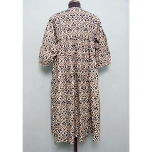 Vestido Midi Bohemio Hecho a Mano con Estampado Floral para Mujer, Manga Murciélago Tres Cuartos, Corte Holgado en A, Casual de Verano - Product Image 3