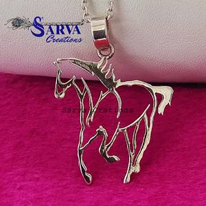 Collier pendentif cheval en argent sterling 925, fait main, bijou équestre, cadeau pour femmes et hommes - Product Image 4