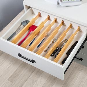 Set di 6 Organizzatori Espandibili e Regolabili in Bambù per Cassetti di Cucina, Camera da Letto, Bagno, Comò e Ufficio - Product Image 5