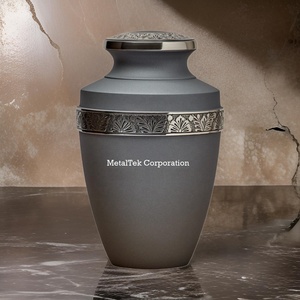 Frascos de urna de cremación de Metal con banda Floral personalizada de estilo adulto griego para cenizas humanas, urna de entierro conmemorativa de suministros funerarios - Product Image 2