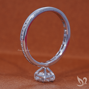 1CT Cushion Cut Lab <b>Diamond</b> <b>Ring</b> Channel Pave Band IGI Certified 10K White Gold Engagement <b>Ring</b> - Product Image 3