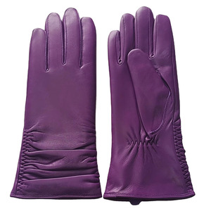 Purple Leather Wrist Length <b>Gloves</b> Thermal Unlined Plain Style Daily Use Winter Casual - Product Image 6