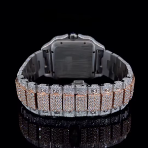 Montre de luxe écologique en acier inoxydable avec cadran en verre de quartz et moissanite carrée, style antique - Product Image 4