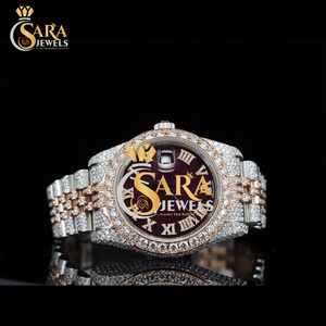 Montre en acier inoxydable de qualité supérieure avec diamants naturels, clarté VVS, cadran blanc, montres analogiques à quartz en vente en provenance d'Inde - Product Image 1