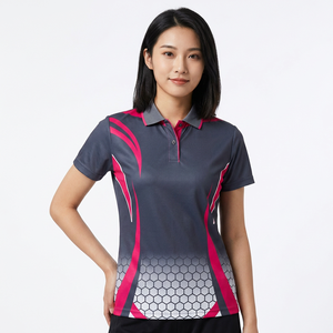 <b>Men's</b> Short Sleeve Polo Shirt Geometric Print Pink Gray Quick Dry Knitted Polyester Sporty Regular Fit - Product Image 3
