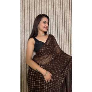 Saree de designer pour femmes pour les fêtes Travail de séquence complet - Product Image 1