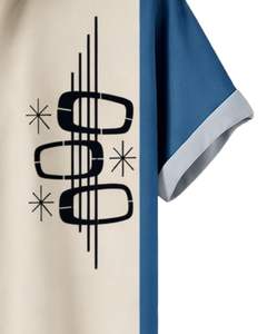 Chemise à manches courtes boutonnée à rayures verticales bleues et beiges, imprimé géométrique, décontractée, été, homme, fabricant OEM, sur mesure, en gros - Product Image 6