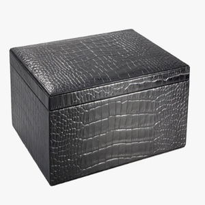 Caja de almacenamiento de cuero de cocodrilo, cajas de cuero de lujo, juego de 2 cajas de cuero color canela - Product Image 2