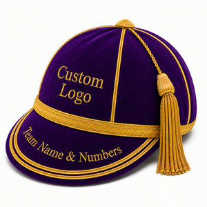 Custom Embroidered Velvet Honours Cap <b>Purple</b> Gold Tassel Hand Embroidery Unisex Casual Rugby Style Adjustable Graduation <b>Hat</b> - Product Image 3
