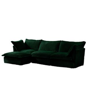 Divano Sezionale Moderno a L Oversize con Rivestimento, Comodo Divano Cloud con Seduta Profonda, Pouf Convertibile per Soggiorno - Product Image 5