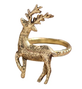 Ensemble d'anneaux de serviette en métal doré de qualité supérieure avec motif de cerf en relief Décoration de table pour la salle à manger Mariage Fête Hôtel Restaurant Utilisation à domicile - Product Image 1