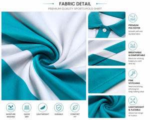 Wholesale Custom Printed Teal White Knitted Quick Dry Men's for <b>Shirt</b> Polyester Heat-Transfer Printing Sports Golf Corporate - Product Image 5