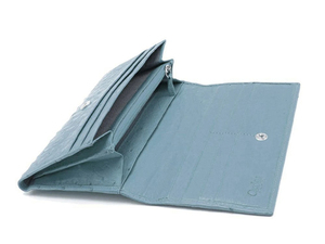 Portefeuille long pour femme en cuir véritable à motif d'autruche, fermeture pliante, style minimaliste, marron, doux, pour un usage quotidien - Product Image 5