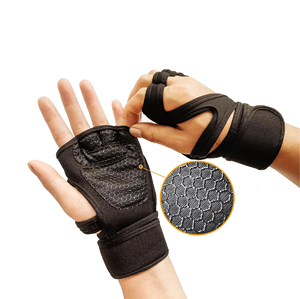 Guantes de Gimnasio de Medio Dedo con Soporte para Muñeca, Transpirables, Ecológicos, de Nailon/Poliéster/Rayón, Resistentes, Antideslizantes, Protección Avanzada - Product Image 6