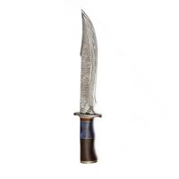 Couteau de chasse Bowie en acier Damas fait main sur mesure de haute qualité, manche en os de chameau et bois de rose, 15 pouces, couteau de camping, DIY OEM