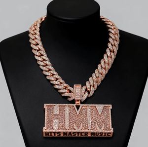 Collier Pendentif Lettre en Argent 925 Plaqué Or Rose Sertie de Moissanite, Breloque Personnalisée, Bijou Tendance Hip-Hop, Cadeau - Product Image 1