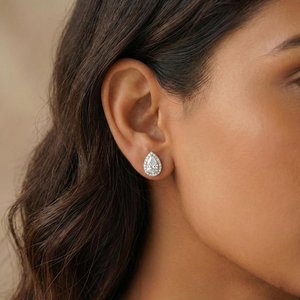 Classic Style 5x7MM Each Pear Cut Moissanite <b>Stud</b> Earrings 925 Sterling <b>Silver</b> For Women Fine Special For Anniversary Gift - Product Image 2