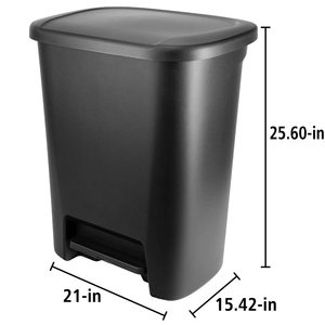 Pattumiera in plastica da 20,1 galloni con pedale e coperchio nero - Product Image 3