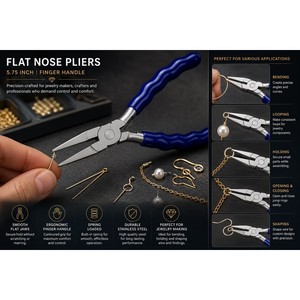 Flat <b>Nose</b> Pliers 5.75 Inch Finger Handle Jewelry Making Wire Bending Tool ZetomedPro - Product Image 5