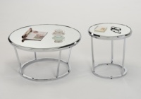Table basse carrée moderne en métal plaqué cuivre avec plateau en verre, grande capacité, mobilier de salon, marque SCE, best-seller