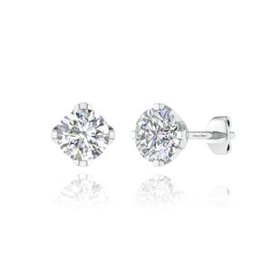 Boucles d'oreilles clous en diamant de laboratoire étincelant pour femme, luxe, or massif 14 carats, or blanc/jaune, diamant VVS2/VS1, pour mariage et anniversaire - Product Image 2