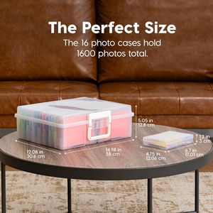 2-Pack Picture <b>Storage</b> <b>Box</b> with Handle 16 Inner Cases <b>Paper</b> & Media Organizers - Product Image 3