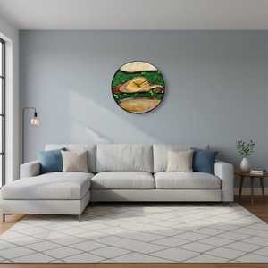 Wood slice wall <b>clock</b> Mossy timber <b>clock</b> Rustic woodland <b>clock</b> Enchanted forest wood <b>clock</b> Green haven wall <b>clock</b> - Product Image 6