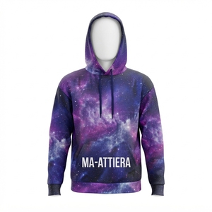 Sweat-shirt à capuche pour homme avec imprimé galaxie violet et poche kangourou, streetwear personnalisé - Product Image 3