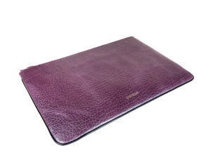 [Article Nouveau] Étui de protection pour tablette en cuir véritable Castello de haute qualité, embossé, avec fermeture éclair, unisexe, doublure en polyester violet foncé - Product Image 4