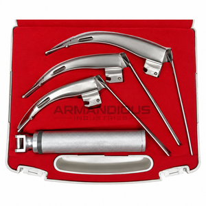 Faseroptisches McCoy-Laryngoskop-Set mit Stahlklingen 123, manueller mittelgroßer Griff, flexible Spitze, HNO-Diagnostik, CE-zertifiziert - Product Image 1