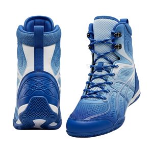 Botas de boxeo de caña alta Crimson Silver con correa en el tobillo, calzado de lucha libre de cuero sintético con cordones. - Product Image 6