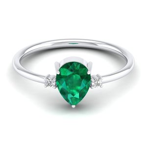 Anillos de Compromiso REYES con Certificación GRA, Plata de Ley 925, Moissanita, Brillantes, Chapados en Oro de 14K, con Esmeralda, Joyería Fina - Product Image 1
