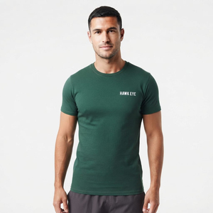 T-shirt pour homme à manches courtes, coupe ajustée, 100% coton, léger, avec broderie de logo personnalisé et impression à l'écran - Product Image 5