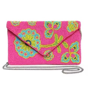Bolso de mano nupcial de moda con bordado floral de cuentas de semillas, bolso de mano de boda premium con bordado de cuentas y cuentas de semillas - Product Image 3