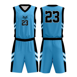 Conjunto de Uniforme de Baloncesto Ekin Impex, Sin Mangas, Cuello en V, Azul y Negro, para Adultos, Absorbente de Humedad, Impresión Sublimada - Product Image 1
