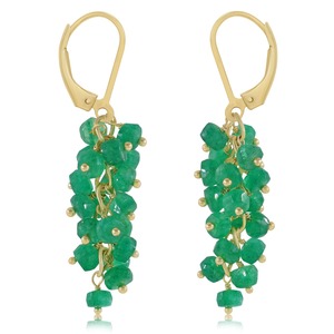 Green <b>Opal</b> Fine Dangle Drop <b>Earrings</b> Gold Plated Lever Loop Faceted Stone Cluster Jewelry IGI Certified - Product Image 1