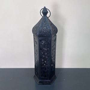 Artisan Design Handmade <b>Moroccan</b> Style Black Iron Candle Lantern <b>Decor</b> 4X4.75X13" for Home Wedding Table <b>Decor</b> - Product Image 4