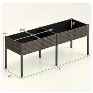 Fioriera da Giardino Ergonomica in Rattan PE da 29 Pollici, Capacità 352 Libbre, con Rivestimento in Tessuto Rimovibile, Materiale PP, 2 Sezioni - Product Image 3