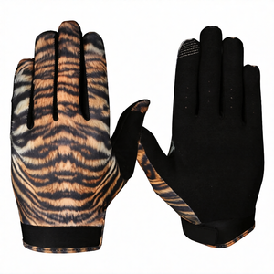 Gants de cyclisme en cuir rouge et noir à doigts entiers, antidérapants, respirants, avec sangle de poignet réglable, unisexe, pour l'extérieur, toutes saisons, haute qualité - Product Image 5